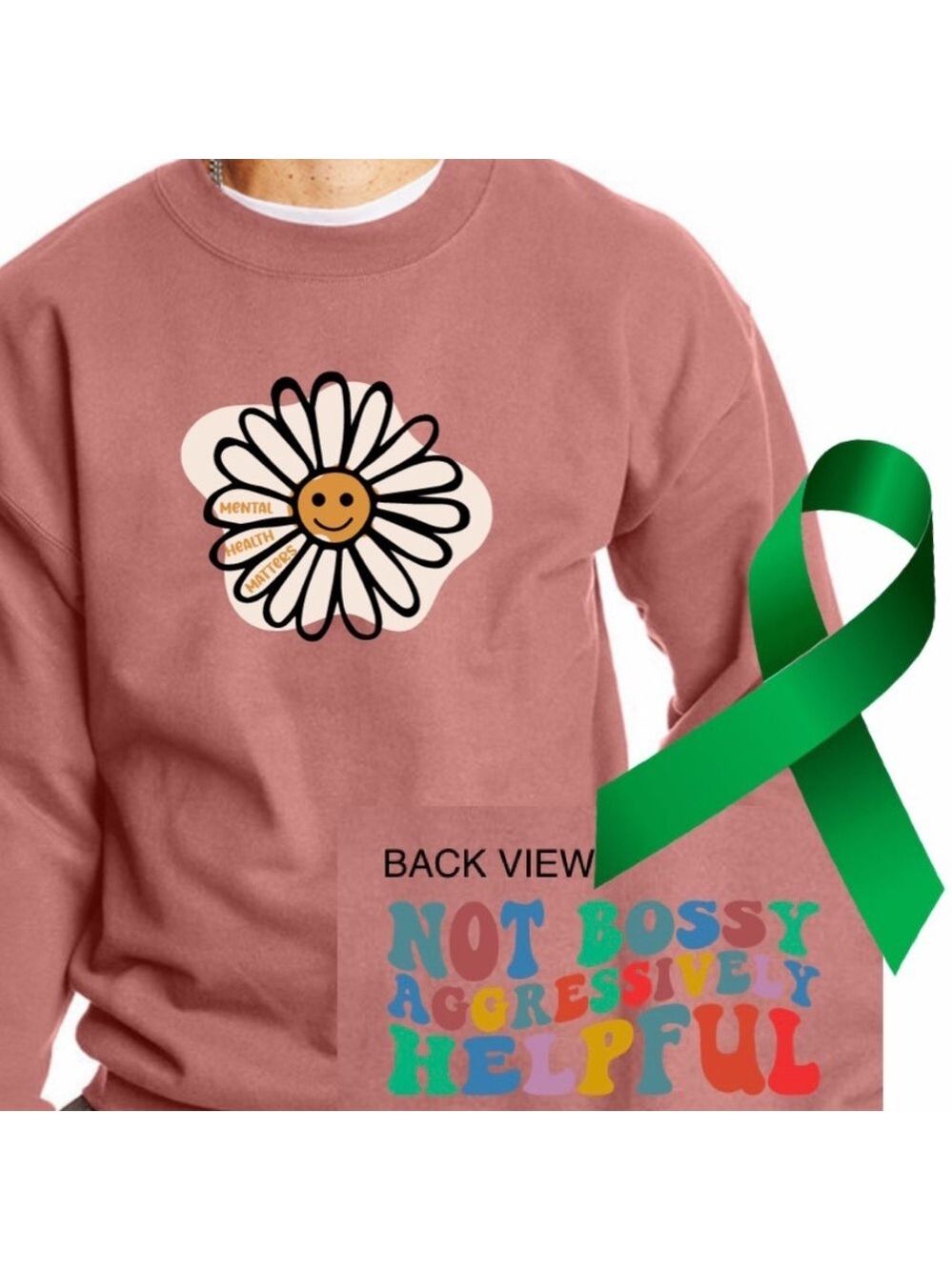 Mental health matters graphic crewneck raglan sweatshirt size large
